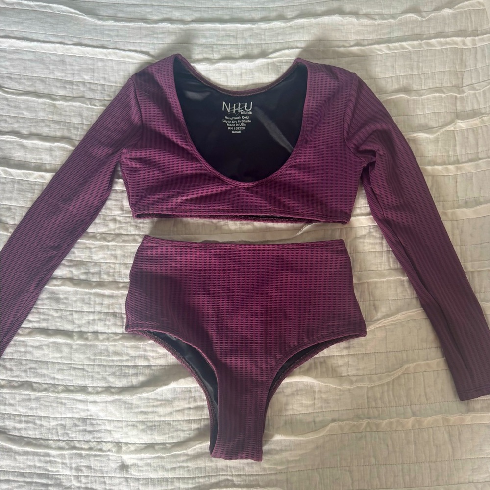 NILU Plum Long Sleeve Bikini Set